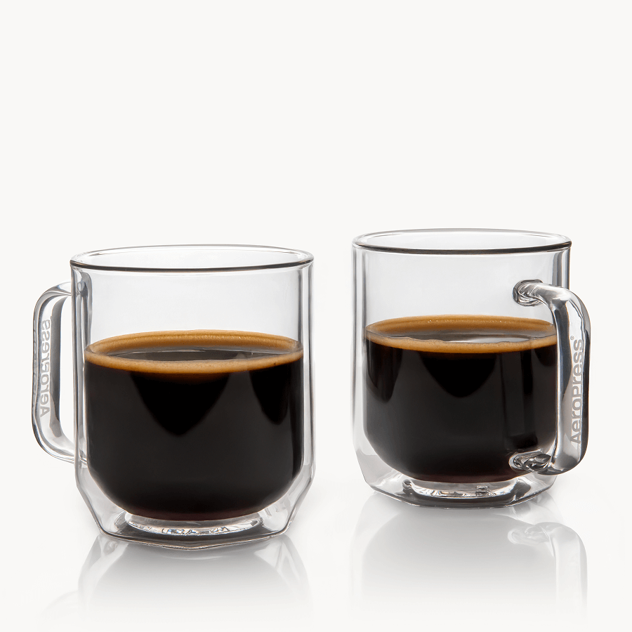 AeroPress Double Wall Glass Coffee Mug - 2 Pack - Coffee Serving Essential for Everyday Routines