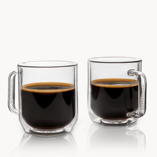 AeroPress Double Wall Glass Coffee Mug - 2 Pack - Coffee Serving Essential for Everyday Routines