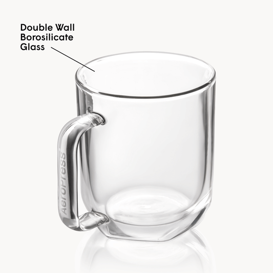 AeroPress Double Wall Glass Coffee Mug - 2 Pack - Coffee Serving Essential for Everyday Routines