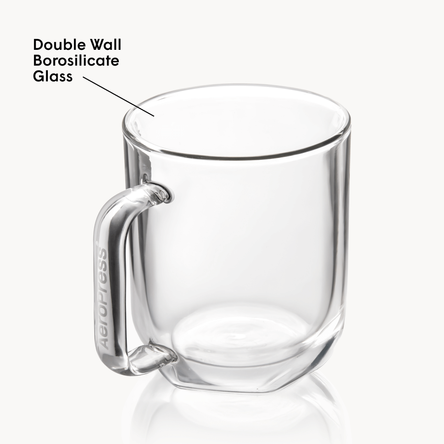 AeroPress Double Wall Glass Coffee Mug - 2 Pack - Coffee Serving Essential for Everyday Routines