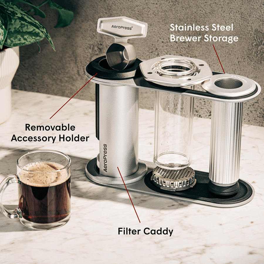 AeroPress Organizer Stand - Stainless Steel - Coffee Tool Storage for Everyday Preparation